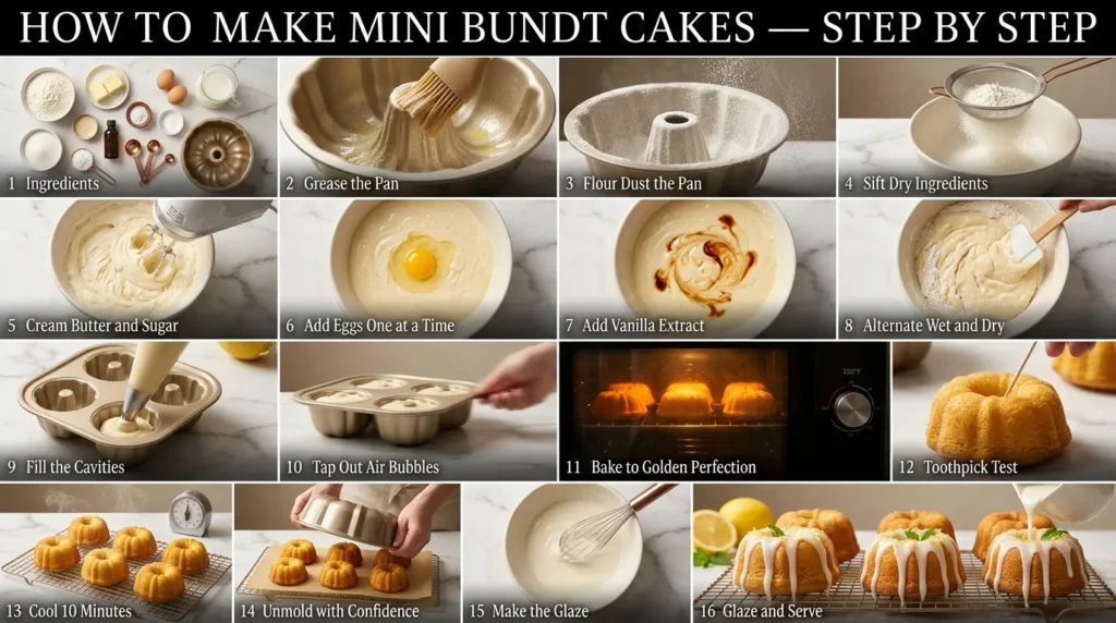 Mini bundt cake recipes ingredient and step by step