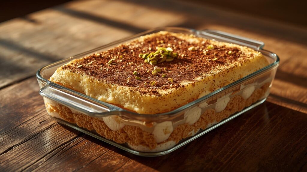 Crunchy kunafa tiramisu : creamy & crispy fusion dessert