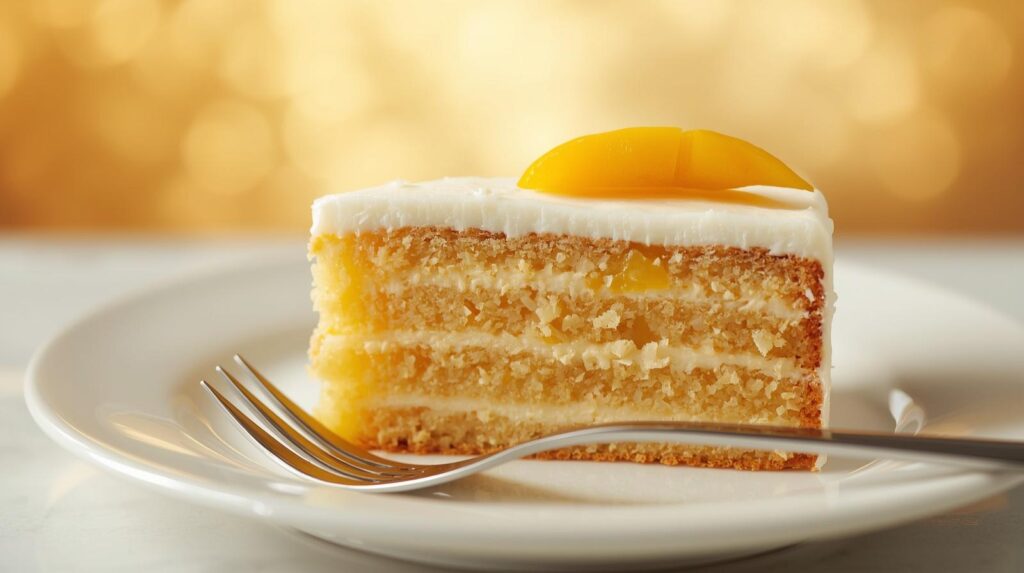 Delicious mango coconut cake slice
