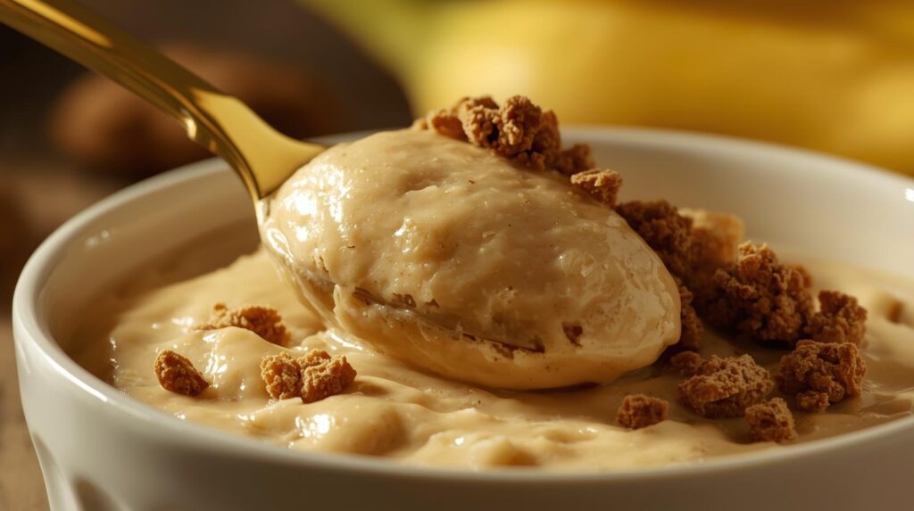 Creamy banana pudding with cookie crumbles