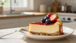 Creamy no bake cheesecake made with condensed milk