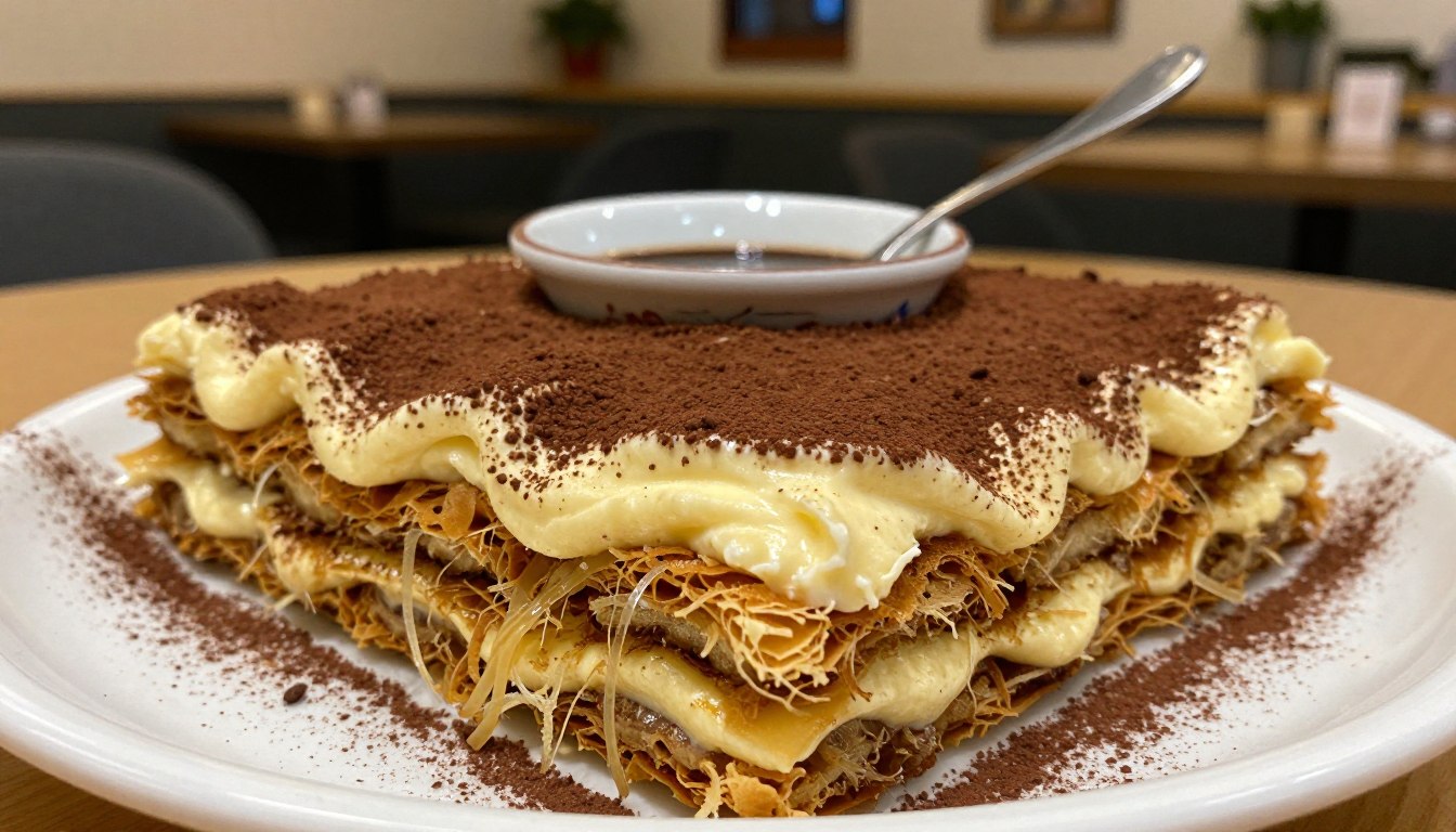 Crunchy kunafa tiramisu