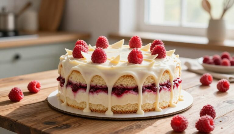 White chocolate raspberry cake