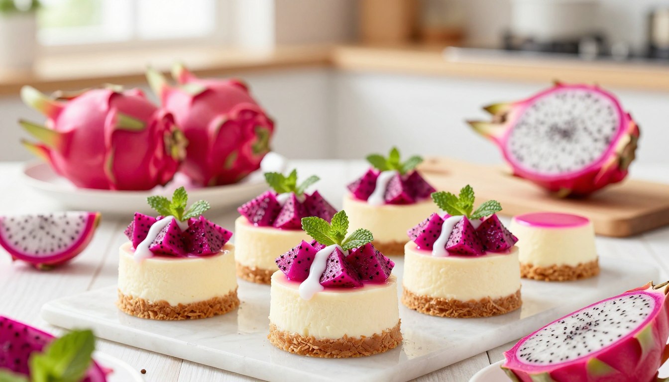 dragon fruit mini cheesecakes