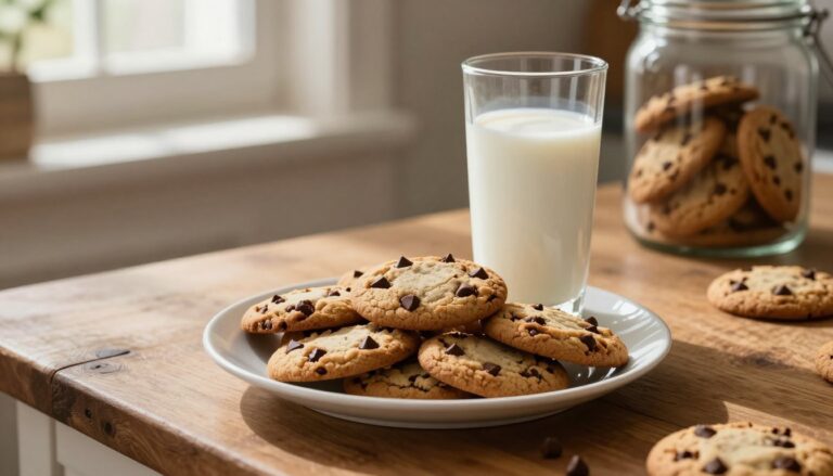 chocolate chip cookies milk