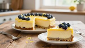 How to make lemon blueberry cheesecake cake at home